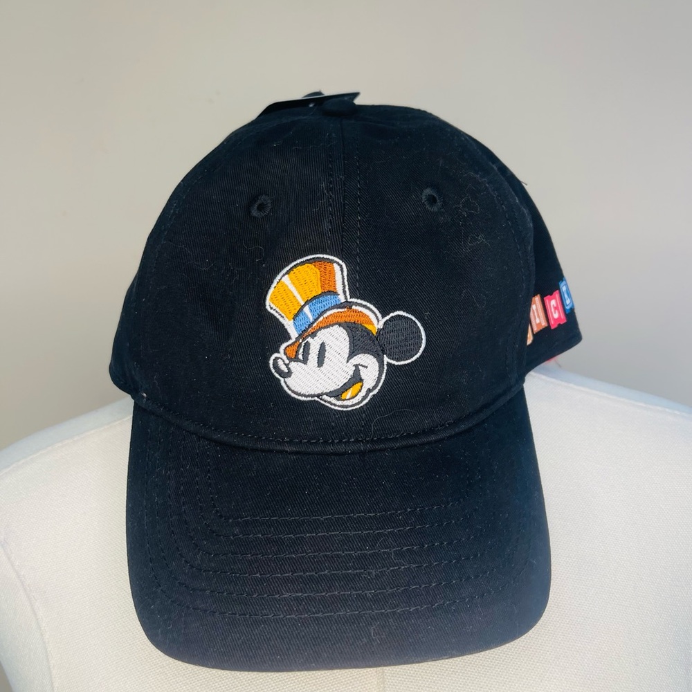 DISNEY Mickey Carnival Black Cap with Embroidered Design NWT
